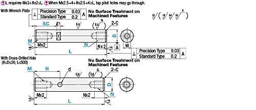 Both Ends Tapped Precision Linear Shaft with Wrench Flats or Cross Drilled Hole 20mmX200mm 1pc