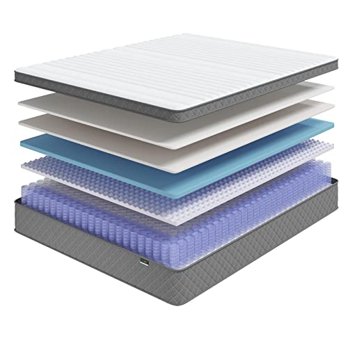 Full Mattress, 12 Inch Hybrid Double Mattress with Cooling Gel Memory Foam and Pocket Springs, CertiPUR-US Certified, Medium Firm