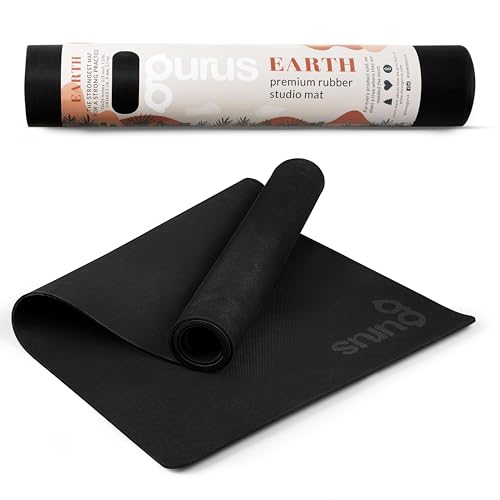 Gurus Tapete de yoga de goma natural, respetuoso con el medio ambiente, tapete de goma antideslizante para yoga, 72 x 25 pulgadas, 5 mm de grosor
