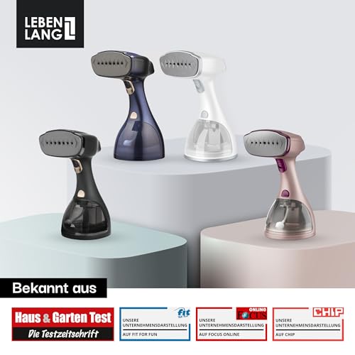 LEBENLANG Steamer Dampfglätter TESTSIEGER - 1500W & 300ml inkl. Bügelhandschuh & Aufsätze I Pro Dampfsteamer für Kleidung & Clothing I Dampfbügeleisen sream Steamers Dampfbügler Dampfgerät Steamen
