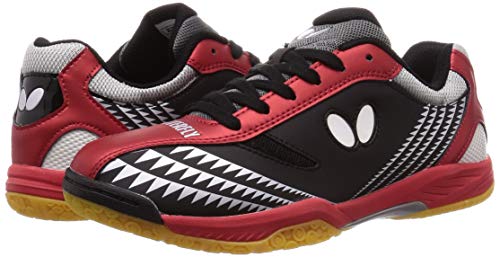 Butterfly Men's Athletic Table Tennis Shoes, Black/Red, 9.5