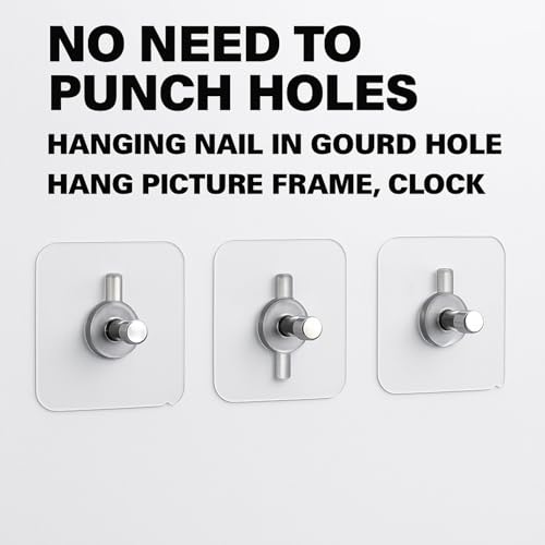 Image of Signamio 10 Pcs Hooks for Wall Heavy Items - Self Adhesive Wall Hook for Photo Frames, Wall Clock, Keys - No-Drill Installation, Easy Nail-Free Mounting, No Damage