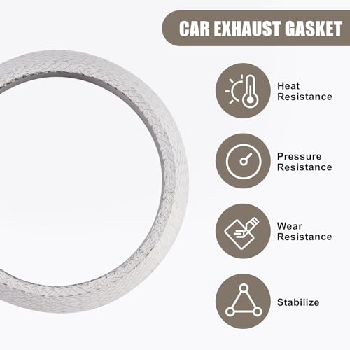 Image of Rislobx 48mm Car Exhaust Gasket, Grade Graphite Exhaust Manifold Gasket Muffler Gasket,Donut Exhaust Flange Gasket (48mm)