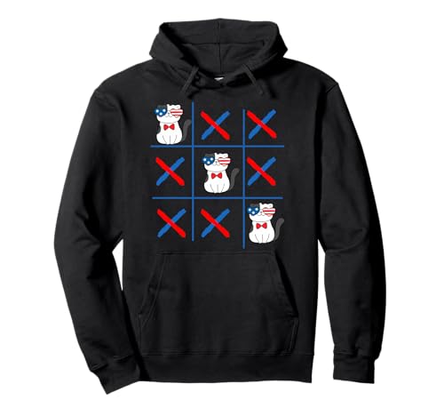4th of July tic tac toe cat lover Pullover Hoodie