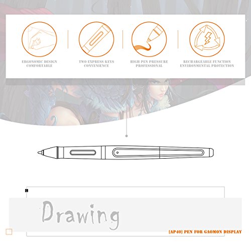 Gaomon Art Paint Ap40 Wireless Digital Rechargeable Stylus For Pd1560 - With Charging Cable Included #TOP1