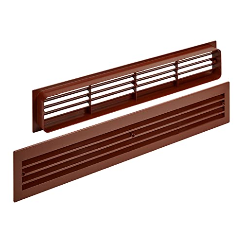 SOTECH Rejilla de ventilación BRISE 457 x 92 x 17 mm caoba doble cara transparente ranurada perforación puerta rejilla de ventilación