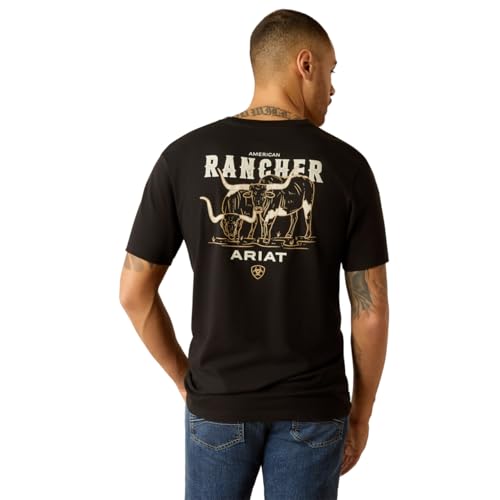 Ariat T-Shirt American Rancher pour Homme col rond manches courtes décontracté
