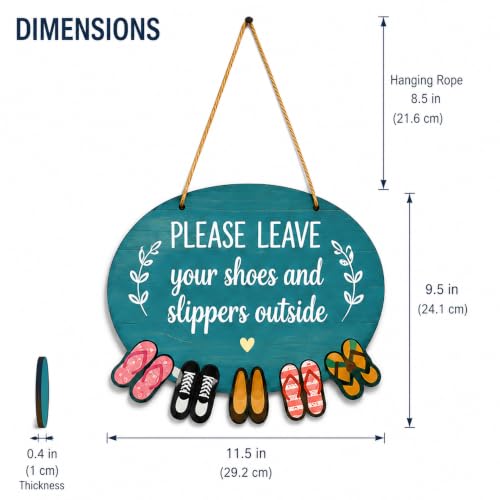Image of DAKSHESTRY ARTWORKS Please Leave Your Shoes Outside Sign | Wooden Door Hanging Sign for Home Entrance | Remove Shoes Reminder Plaque | Welcome Entryway Wall Decor | Front Door Hanging | Housewarming Gift for New Home