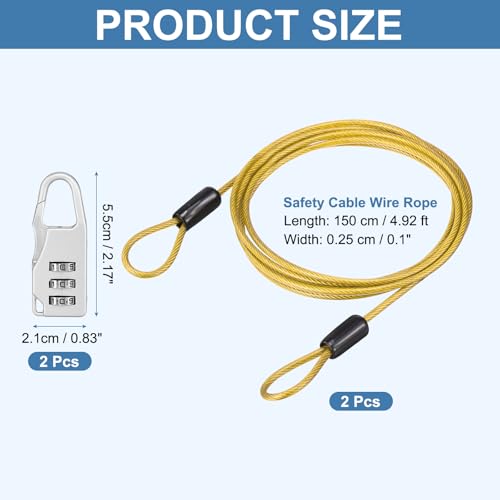 Cable de acero revestido de PVC con doble bucle flexible antipérdidas 2
