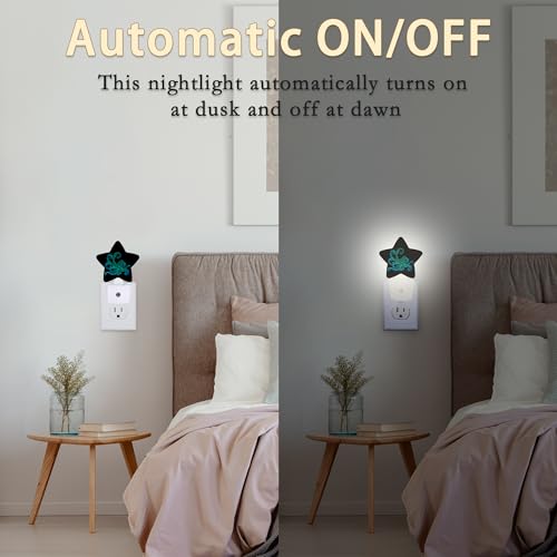 Image of Green Octopus Night Light Plug-in Dusk to Dawn Smart Sensor White Led Nightlight for Bedroom Bathroom Kitchen Hallway Stairs Energy Efficient Decor Desk Lamp
