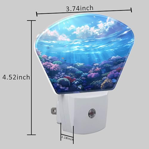 Image of Underwater World Night Light Coral and Fish Nightlight Plug into Wall with Dusk to Dawn Sensor for Kid Girls Boys Women Men Room, Hallway, Kitchen, Bathroom, Stairs Decor