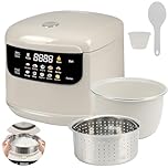 Low Sugar 2L Rice Cooker, 10 in 1 Low Carb Cooker with Steamer, Smart Control Multifunction Rice Cooking, 24hr Delay Timer, 8hr Keep Warm, for White/Brown Rice, Porridge, and Soup