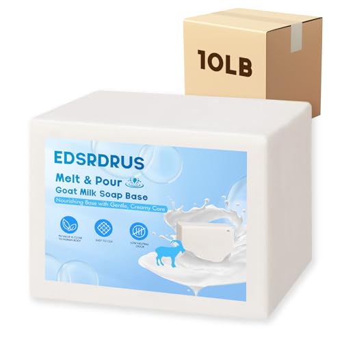 EDSRDRUS 10lb Unscented Melt and Pour Soap Base, Fragrance-Free Glycerin Soap Making Supplies for DIY Crafting – Smooth Melt, Rich Lather, Moisturizing (Goat Milk, 10 Pound)