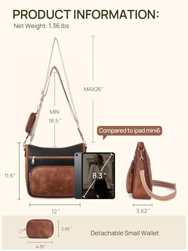 Image of Telena Vegan Leather Crossbody Bags for Women Travel Shoulder Hobo Bag Bucket Large Purse Straps Replacement