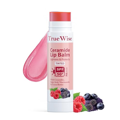 Image of Tinted Lip Balm with SPF 50 PA+++ | Brightening Pink Lip Balm For Dark Lips | Ceramides & Kojic Acid,Vitamin E, Soft, Glossy Lips for Women 5g
