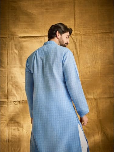 Image of SOJANYA Pastel Green Cotton Blend Kurta with Contrast Button Detailing