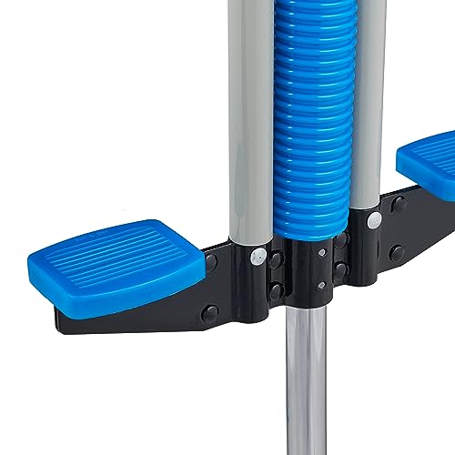 Relaxdays Pogo Stick, für Kinder, Springstock bis 60 kg, gepolststert, Sprungstab Outdoor, rutschfest, Edelstahl, blau