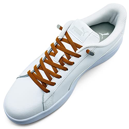 ELANOX Elastiska skosnören utan bindor I 4 stycken för 2 par skor, med snygga spetsar, skoband utan knytningar, snabbkoppling, gummiskosnören, för vuxna och barn (kaffe)