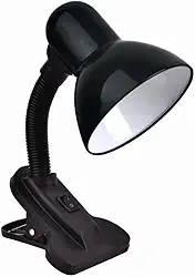 Luminária Articulada de Mesa com Presilha Tipo Clip para Estudo e Escritório – Preta, Ajustável e Econômica (Preta)