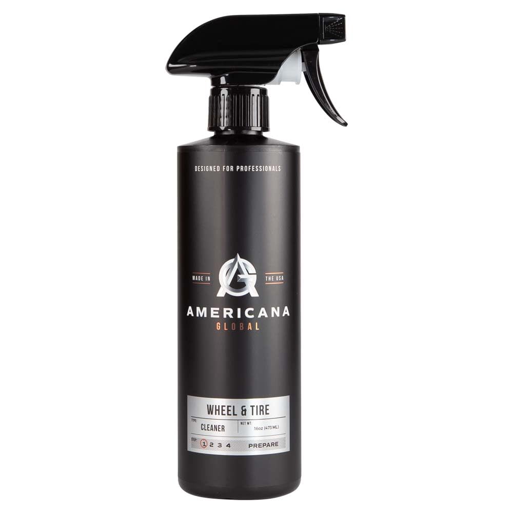 Americana Global Wheel & Tire Cleaner (16 fl. oz) – High Foaming Non-Acid 2-in-1 Spray for Brake Dust Remover, Made in USA, Safe on All Wheels & Tires, Professional Grade