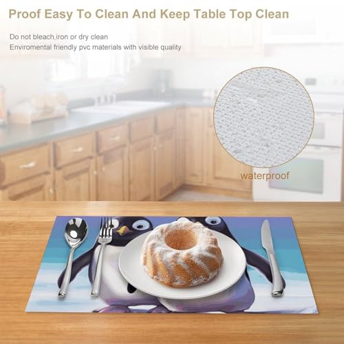 Sets de table pingouin PVC imperméables lavables pour cuisine