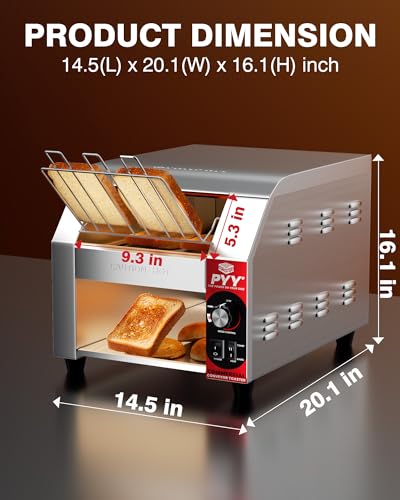 PYY-Commercial-Conveyor-Toaster-400-SlicesHour-Electric-Industrial-Belt-Toasters-Oven-Heavy-Duty-Stainless-Steel-Tostadora-Transportadora-for-Bun-Bagel-Bread-Waffle-Restaurant-Buffet-Catering-1800W