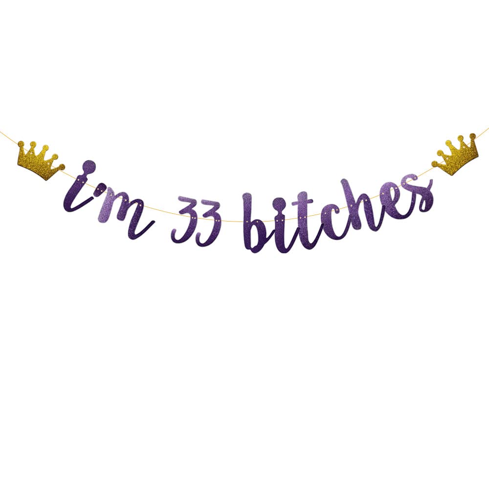 Sunbetterland "I'm 25 Bitches" Banner – Lila Glitzer Girlande Zum 25. Geburtstag | Vorgefädelt, Keine Montage Nötig