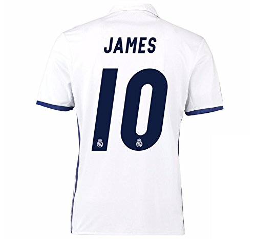 CBUJSS-Sports 2016 2017 Real Madrid CF 10 James Rodriguez fútbol fútbol Jersey en Color Blanco, Hombre, Blanco, XL