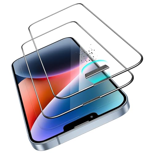 ESR Armorite Protector Pantalla Compatible con iPhone 14 Plus y iPhone 13 Pro MAX, 2 Piezas Cristal Templado Ultrarresistente con Protector de Altavoz, Soporta 50 KG de Fuerza