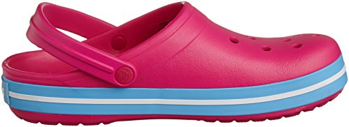 Image of Crocs Women's Crocband Clog | Comfortable Slip on Casual Water Shoe, Pink Candy Pink Bluebell, 5 UK Men / 6 UK Women