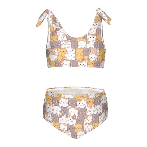 Image of Wusikd Pink Bows Girls Swimsuits Two Piece Hearts Ribbons Swimwear Bikini Set for for Girls Size 11-12T