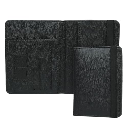 Image of FATMUG Passport Holder Cover - Travel Wallet Organizer - Unisex Portable Sleeve, Leather - Black