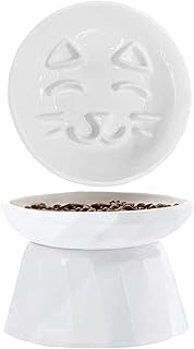 Kopmath Raised Slow Feeder Cat Bowl, Ceramic Elevated Cat Slow Feeder, Healthy Eating for Wet & Dry Food, Sturdy & Grippy,...
