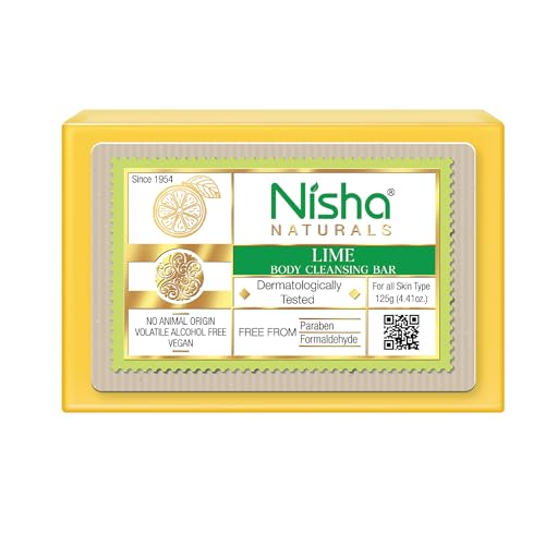 Image of Nisha Lime Body Cleansing Soap Bar 125g - Paraben Free, Vegan, Gentle Cleanse for Soft & Supple Skin, Suitable for All Skin Types, Men & Women
