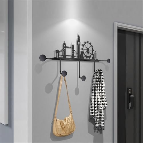 Perchero de pared para entrada y baño con diseño moderno de 5 ganchos 6