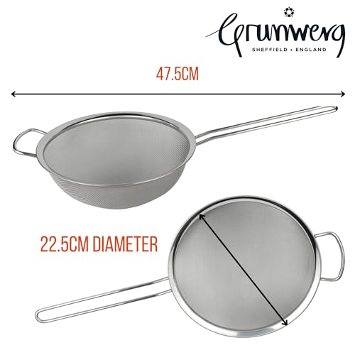 Grunwerg ST-3009 feinmaschig, mit poliertem Rand und Griff, Silber, 9-Inch, 22.5cm Durchmesser – Ansicht 3