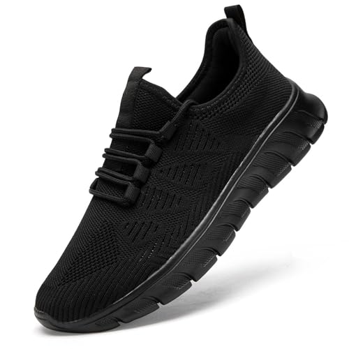 Damyuan Shoes for Women Tennis Running Sneakers Lightweight Mesh Fashion Sport Comfy Breathable Office Woman Shoes,Black,Size 8