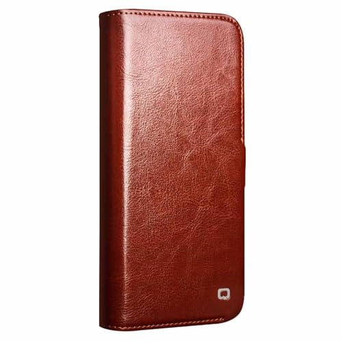Coque iPhone 16 Pro Max étui rabat cuir marron antichoc - 4