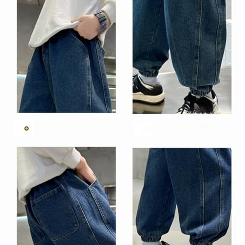 Kids Boys Baggy Black Jeans Wide Leg Elastic Waist Loose Denim Pants Multi Pockets Casual Cool Streetwear Jeans2