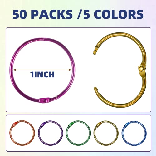 Image of OWLKELA 1 Inch Binder Rings, Office Book Rings, Loose Leaf Rings, 50 Pcs Metallic Assorted Colors
