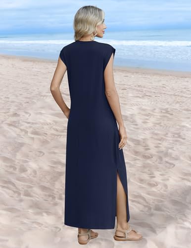 Image of Zeagoo Summer Dresses for Women 2026 Long Maxi Sundresses Loose Split Wrinkle-Free Beach Travel Vacation Clothes