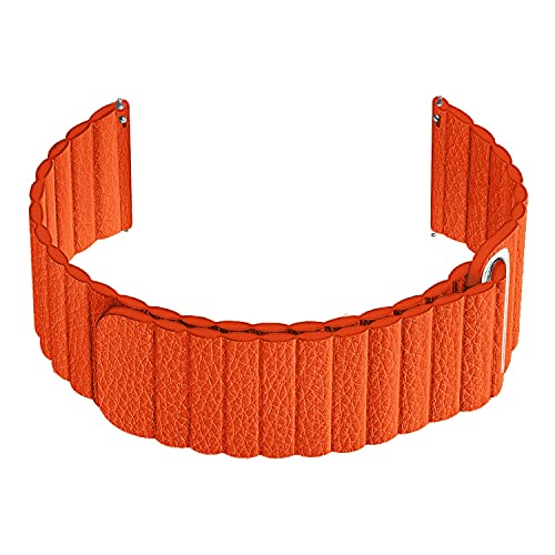 Image of ACM Watch Strap Magnetic Leather Loop 22mm Compatible with Honor Watch Gs3 Smartwatch Luxury Band Orange