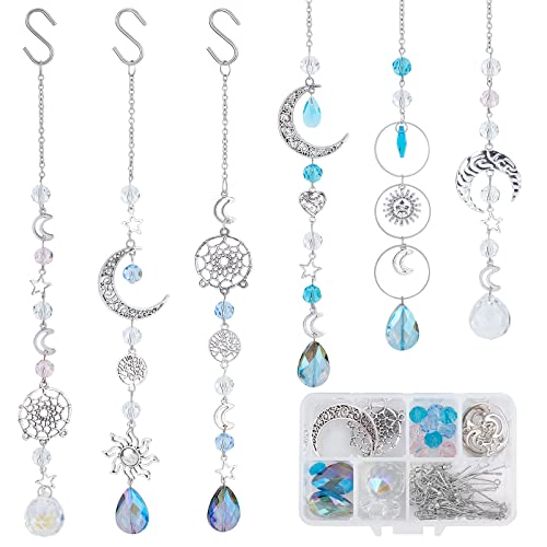 SUNNYCLUE 1 Box 6 Set DIY Crystal Ball Suncatcher Making Kit Hanging Rainbow Maker Prism Suncatchers for Window Tree of Life Outdoor Feng shui Sun Shine Catcher Garden Ornament Faceted Bead Home Decor