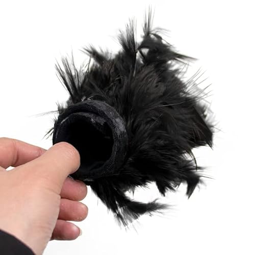 Pulseiras de penas de avestruz punhos de penas de manga comprida pulseira de pressão Blazer camisas de cetim senhoras # 39; pulseira punhos com penas - preto, apenas um