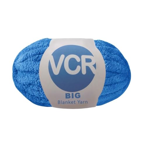 Image of VCR Royal Blue Yarn, 200 Grams Big Chunky Hank, 22 Meters Length, Suitable for Knitting Blankets and Pillows, 100% Polyester Yarn Ball for Crochet DIY, Soft Threads, Pack of 1