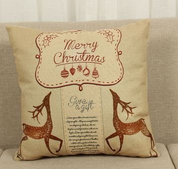 IDSHome Christmas Digital Printing Cotton and Linen Pillowcase, Elk Style