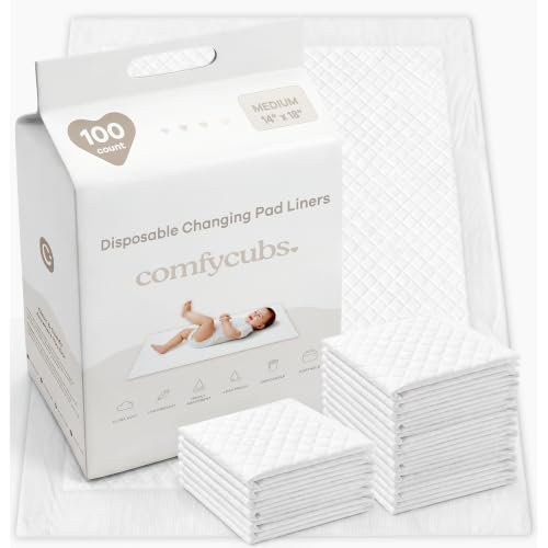 Comfy Cubs Baby Changing Pad Liners 17.7 in x 13.8in Medium 100 Pack