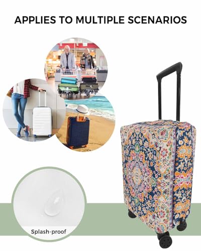 Vintage Flowers Travel Luggage Cover, Retro Ethnic Floral Anti-scratch Travel Suitcase Protector Covers, Washable Elastic Baggage Covers Fit 29-32 Inch Carry on Luggage4