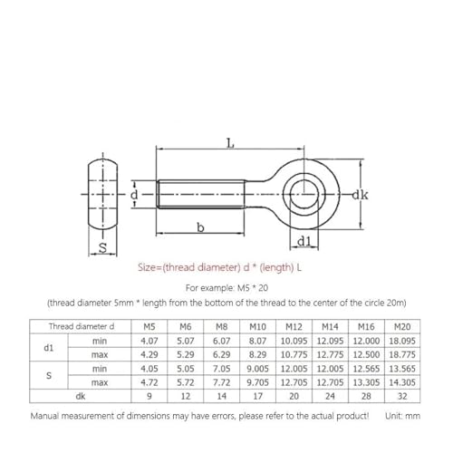 Pernos de ojo M8x25mm de acero inoxidable 304 con anillo de elevación para sujeción 7
