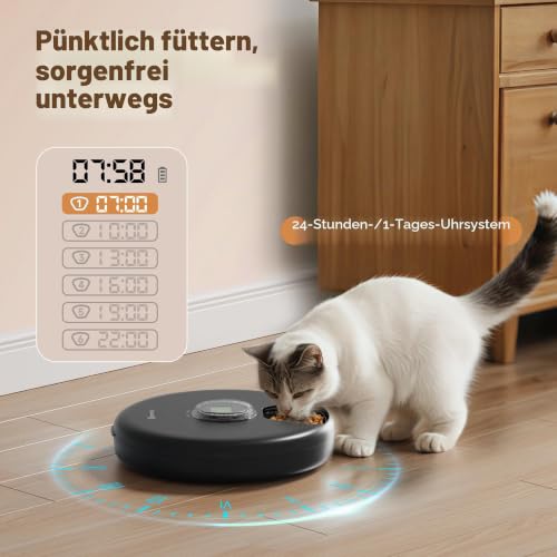 【Automatischer Katzenfutterspender Nassfutter】Katzenfutterspender mit Timer - Automatische Futterspender für Katzen Trockenfutter Batterie - Kabelloser Hundefutterspender mit Kühlakkus - Auto Pet